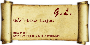 Görbicz Lajos névjegykártya